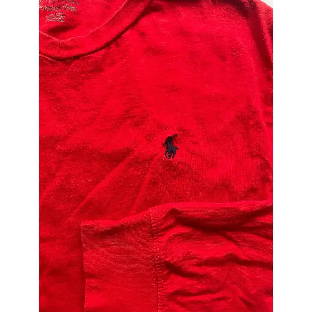 Boy's Ralph Lauren Basic Red Long Sleeve T-shirt Size YXL 18-20